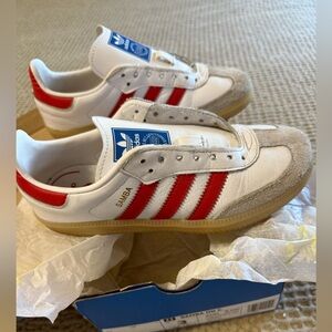Adidas Samba Classic White and Red Sneakers Size 3 US